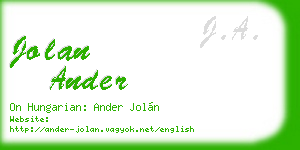 jolan ander business card